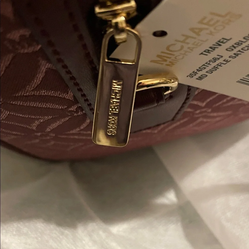 MICHAEL Michael Kors Maroon Patterned Duffel/ Satchel - Picture 3 of 11